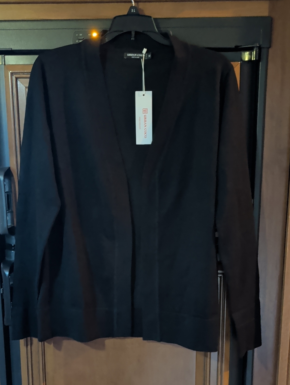 Urban Coco Women's Black Open Front Sweater Cardigan